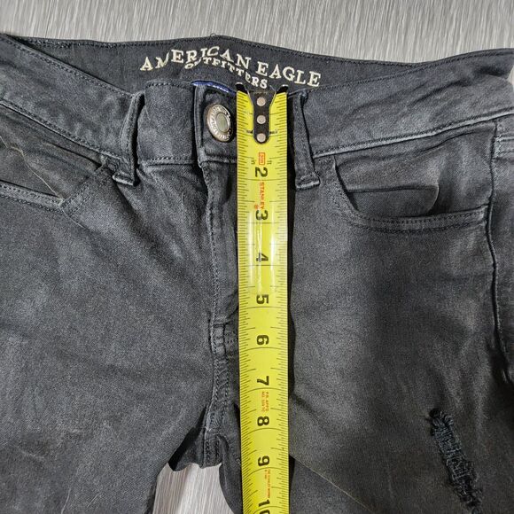 American Eagle Womens Mid-Rise Jegging Black Denim Jeans Distressed Size 4 - Picture 12 of 12